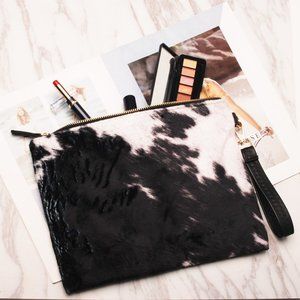 Black and White Cow Print Bag with Multiple Uses